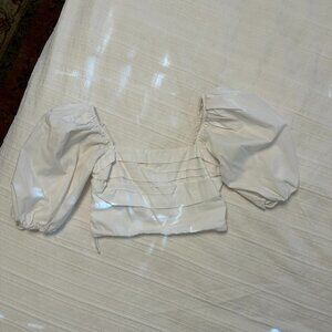 Abercrombie & Fitch Puff Sleeve Ruched Bodice Crop Top